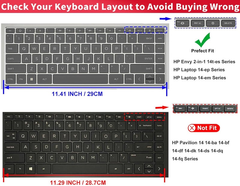 imComor Keyboard Cover for 2023 HP Envy 2-in-1 14" 14t-es000 14-es0013dx 14-es0033dx, HP 14" Laptop 14-ep 14-em 14t-ep000 14z-em000 14-ep000 14-ep0097nr 14-ep0145cl 14-em0047nr Keyboard Skin, Hot Pink - Image 2